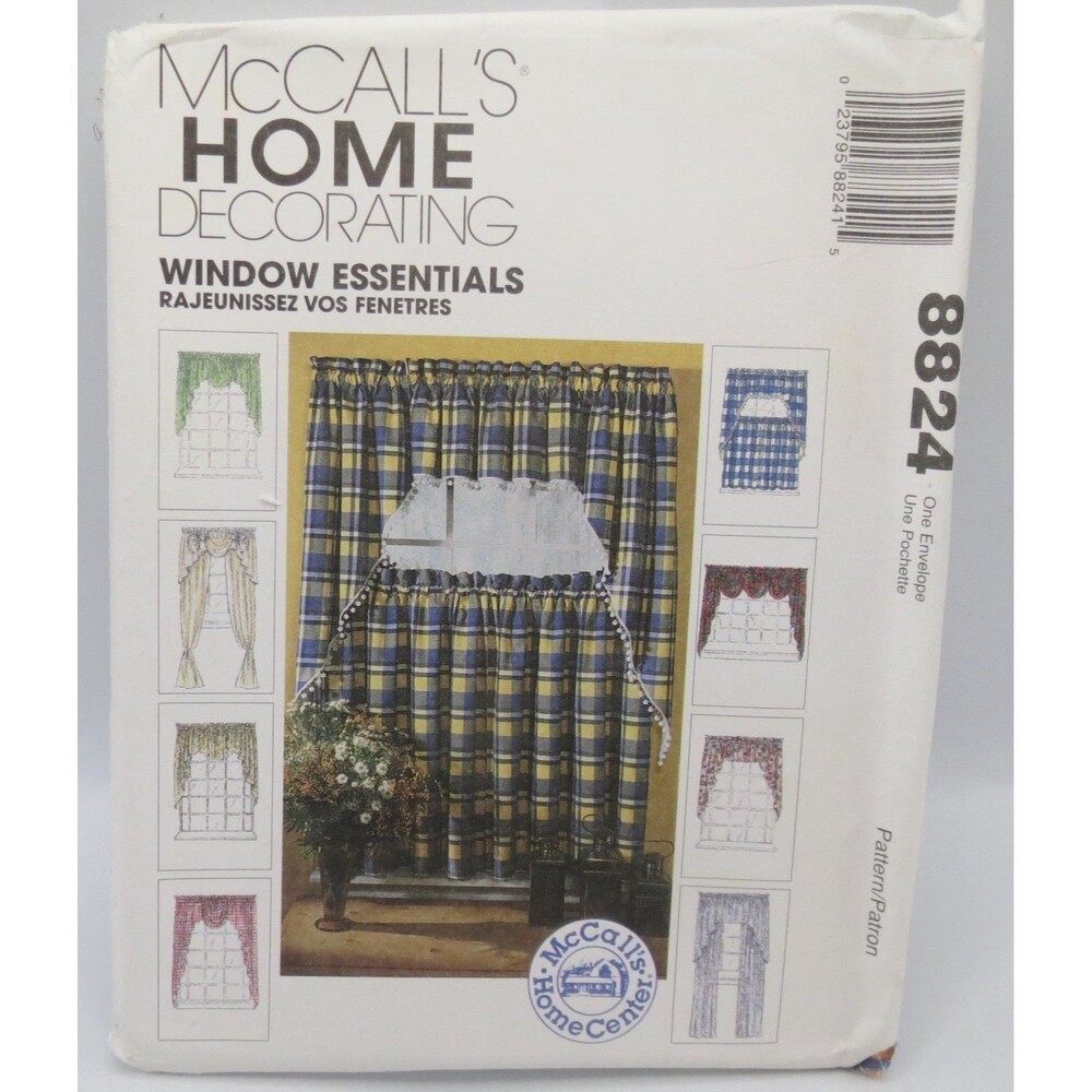 McCall's 8824 Window Treatments Jabots Festoons Valances Drapes 1990s One Size